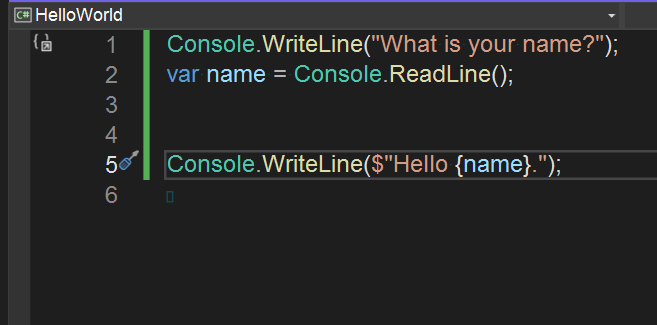 Screenshot of Hello World app in code editor